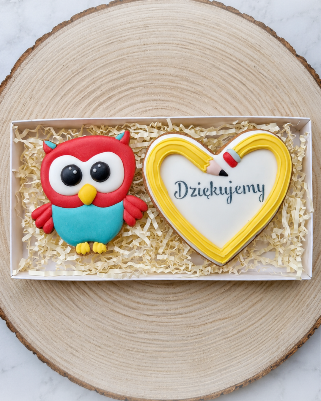 Zestaw z sową i serduszkiem Dziękuję/ Dziękujemy