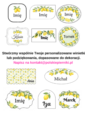 Personalizowane podziękowania dla gości / winietki – Ślub, Roczek, Chrzest, Urodziny, Komunia