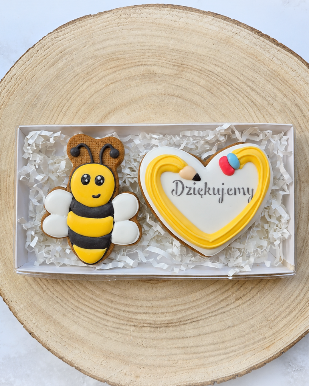 Zestaw z pszczółką i serduszkiem Dziękuję/ Dziękujemy