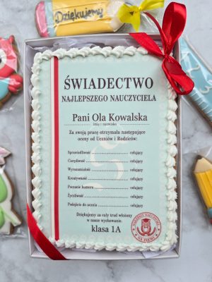Piernikowe świadectwo najlepszego nauczyciela XXL w pudełku