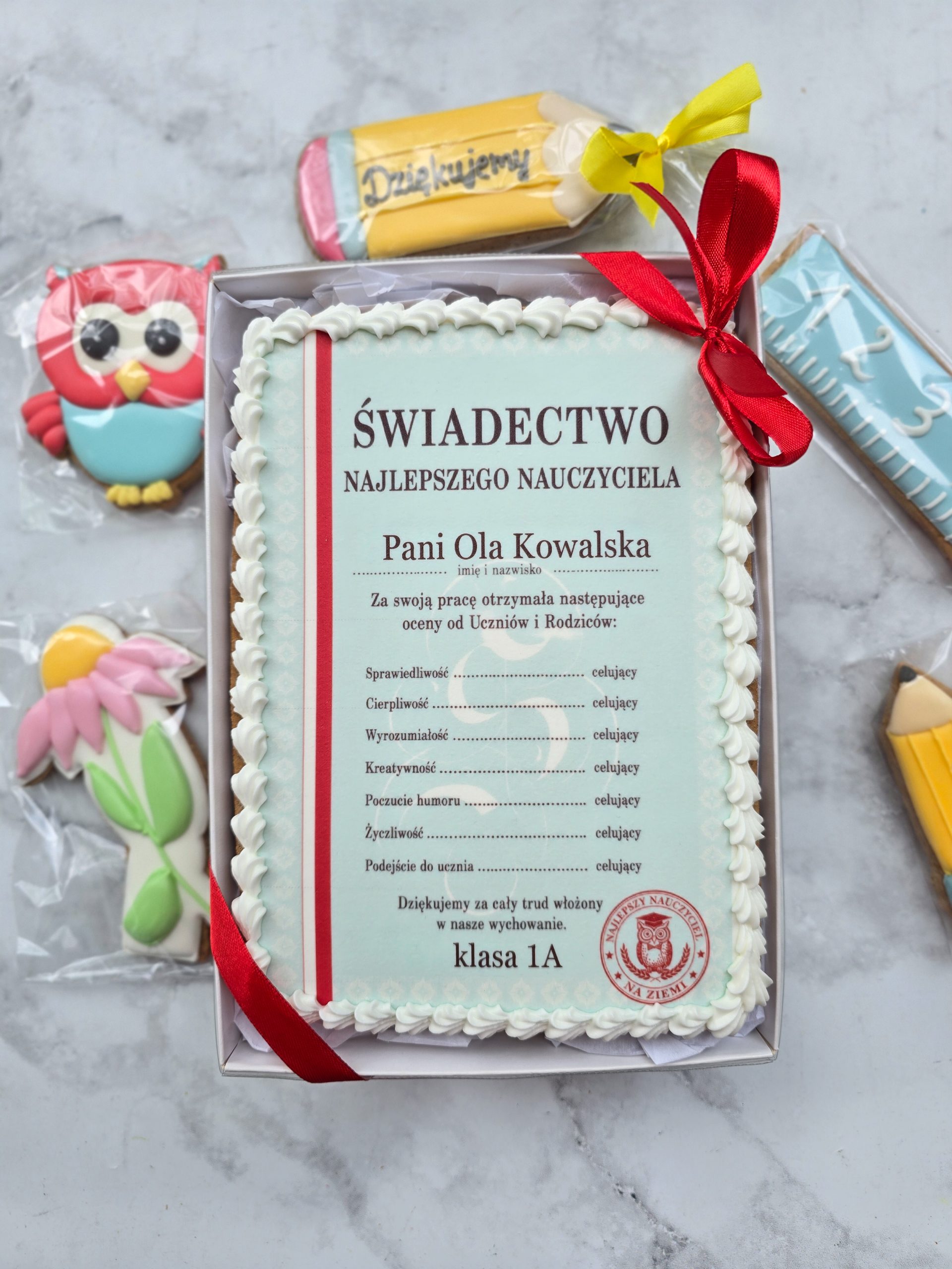 Piernikowe świadectwo najlepszego nauczyciela XXL w pudełku - obrazek 4