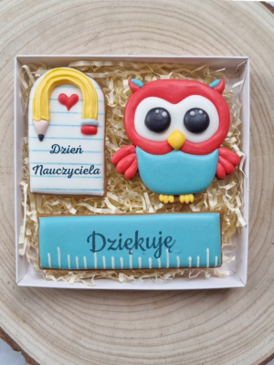 Zestaw z sową, linijką i zeszytem na Dzień Nauczyciela